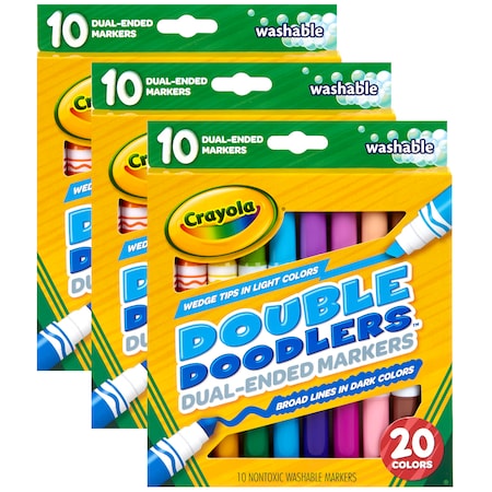 Crayola Dual-Ended Washable Double Doodlers Markers, 10 Count, PK3 588310